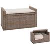Mendler Baule Panca Contenitore M92 Rattan 44x88x51cm Grigio Marrone con Cuscino