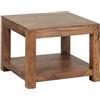 WOHNLING Tavolino Mumbai 60x60x45 cm Sheesham Massello Marrone Scuro | tavolino da soggiorno quadrato in stile country, tavolino da divano massello venatura, pezzo unico, tavolino da caffè legno
