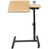 LANTUS Scrivania per Laptop, Tavolino da Divano Laterale Porta PC con Altezza Regolabile e Ruote, Supporto Computer per Casa e Ufficio, Metallo e Legno (60 * 34.5 * 58-90 cm (colore legno))