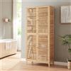 [en.casa] Armadio Alto da Bagno a 4 Ante Mobile da Terra Multiuso con 5 Scomparti Chiusi da Stoccaggio per Cucina Lavanderia Dispensa 180 x 80 x 40 cm - Bambù Naturale