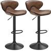 GIANTEX Set di 2 sgabelli da bar regolabili in altezza, 65-85 cm, girevole a 360°, con poggiapiedi, sgabello girevole con schienale, sgabello da cucina, 150 kg, colore marrone vintage