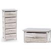 Gicos Mobile cassettiera Comodino comò in Legno Bianco 5 cassetti Intrecciati 40 * 29 * 90 cm Shabby Chic ZIH-777769