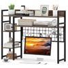 RELAX4LIFE Libreria da Scrivania a 4 Ripiani, Organizer per Oggetti con Pannello a Griglia Metallica, Mensola Scaffale Espositivo da Scrivania in Legno per Ufficio Casa Dormitorio (Industriale)