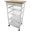 Meyvaser.com Ecommerce Company Portaverdure da cucina colore bianco-miele, carrello da cucina con ruote, 87 x 47 x 37, 2 cestini metallici e 2 ripiani
