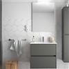 Yellowshop | Mobile Bagno Sospeso Noja 700, Due Cassetti, Specchio LED, Grigio Opaco, 71x46x56 cm