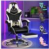 ALFORDSON Sedia Gaming Ergonomica Reclinabile,Con Massaggio e Cuscino Lombare,Sedia Gamer con Cervicale e Poggiapiedi Retrattile,Altezza Regolabile,Poltrona Ufficio Reclinabile 150°,Similpelle(Bianca)