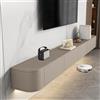 Aipunlus Mobile TV a Parete in Legno Massello, Mobile Sotto TV Sospeso, Design Moderno, Struttura Sospesa per Soggiorno/Camera da Letto, Legno Naturale e Costruzione Resistente (Khaki, 300cm/118.1in)