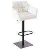 CLP Sgabello Alto Regolabile Damaso in Similpelle I Sgabello Bancone con Braccioli E Schienale Imbottiti Alt 58-83 CM, Colore:Bianco, Colore del Telaio:Nero