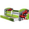 ACMA Letto per Bambino Cameretta per Bambino con Materasso Cassetto Rete a doghe II VERDE (06 Formula 1, 160x80 + Cassetto)
