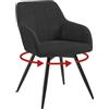 WOLTU Sedia da Pranzo Girevole, Sedia da Cucina Ergonomica Imbottita in Velluto con Gambe in Metallo, Poltrona per Salotto, Ufficio, Camera da Letto, Balcone, Nero,