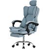 ML DESIGN modern living ML-Design Sedia da Ufficio Ergonomica Blu Poltrona da Scrivania Regolabile in Altezza con Schienale Alto Sedia Girevole con Poggiapiedi Cuscino e Poggiatesta Poltroncina per Computer da Gioco