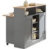 SoBuy FSB36-HG, credenza con ante scorrevoli, mobile da cucina con piano di lavoro estensibile, armadio da cucina, grigio chiaro, Lg: ca. 110 x 97 x 68 cm