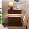 Cubehom - Comodino con luce LED, semplice comodino con 3 cassetti, tavolino da salotto per camera da letto, noce scuro