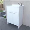 Inbagno Mobile Lavatoio Salvaspazio 58 Cm In PVC Bianco Con Vasca E Piletta In Acciaio Inox - Mobile Lavanderia Slim A Due Ante Con Piedini Regolabili E Maniglie Cromo - Kit Di Montaggio Incluso