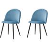 BenyLed Set di 2 Sedie da Pranzo Scandinave, Sedie da Cucina in Velluto, Sedie Imbottite Cucina con Gambe in Metallo (Blu/Nero Piedi)