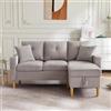 Idemon Divano a forma di L, 3 posti, con chaise longue e spazio di archiviazione, moderno divano da soggiorno con porta bevande, 2 cuscini e scatola (175 cm, cotone e lino) (Light Gray)
