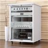 Valdoza Rack Audio Mobile Con Ruote Universali, Mobiletto Rack Per Stereo, Mobile Per Stereo Hifi Chiuso, Mobile Hifi Legno, Mobile Hifi Con Ruote Adatto Per Lettori DVD/Console Di Gioco/Accessori TV(White,H8