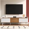 TIZZ Mobile TV 160 x 39 x 49,5 cm, colore bianco, finitura naturale in legno a tre ante, struttura compatta, per TV