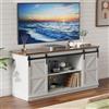 YESHOMY Farmhouse TV Stand And Entertainment Center per televisori Fino a 65 Pollici, con Porte scorrevoli e armadietti, consolle e mobili multimediali per Soggiorno, 147 cm, Legno, Bianco Latte