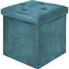 IlGruppone Pouf Contenitore In Velluto Quadrato Moderno Panca Cassapanca Soggiorno Panchina Per Ingresso Scarpiera Sgabello Panca Moderna - Petrolio