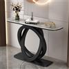 TUPAFJU Moderno tavolo da consolle decorativo in ferro con piano in pietra, tavolo stretto dietro il divano, per ingresso, corridoio, soggiorno(Black,120CM-C)