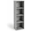 eacommerce Libreria Scaffale con Ripiani Moderna Salvaspazio Design Aperto in Legno Resistente Stabile Antiribaltamento Casa Ufficio (Cemento, 30x24x106H cm - 4 Ripiani)