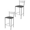 t m c s Tommychairs - Set 2 sgabelli di design Elegance per cucina e bar, struttura in acciaio verniciato alluminio e seduta imbottita e rivestita in pelle artificiale grigio scuro