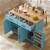 Huayz - Carrello da cucina autoportante con piano di lavoro pieghevole - Armadio da cucina su 5 ruote - Con mensola e 2 cassetti - Per sala da pranzo - 129 x 71 x 91,5 cm - Blu