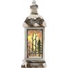 ECD Germany Lanterna di Natale a LED con Luce Bianca Calda Decorazione Natalizia 60 cm Candela Luminosa per Casa Lampada Ornamentale Interno con Immagine Abete Verde e Neve Funzionamento a Batterie