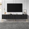 Soweiz Mobile TV di lusso e versatilità, 190 cm di lunghezza x 38 cm di larghezza x 48 cm di altezza, gambe dorate, design porta scanalato (nero)