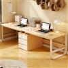 Generic Scrivania da studio grande con 3 cassetti per due persone, in legno naturale, 200 cm, doppia postazione di lavoro