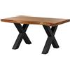 MASSIVMOEBEL24.DE Tavolo da pranzo in legno acacia - laccato natur/ferro X - antracite mat 180x100x77 FREEFORM 5