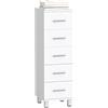 HOMCOM Mobile Bagno Slim con 5 Cassetti con Maniglia 30x30x95 cm Bianco | Mobiletto Bagno Salvaspazio Moderno, Mobile Cassettiera Stretto, per Soggiorno Camera da Letto o Cucina