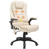 HOMCOM Poltrona da Ufficio ad Altezza Regolabile, Poltrona Massaggiante a 6 Punti Vibranti e Riscaldato, in PU, 62x68x111-121 cm, Beige