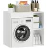 HOMCOM Mobile Sopra Lavatrice Moderno con Ripiani Aperti Scaffale Coprilavatrice Asciugatrice Autoportante Salvaspazio per Bagno e Lavanderia 96x60x95 cm Bianco