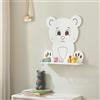 [en.casa] Mensola da Parete per Bambini Consolle Pensile per Cameretta con Sostegno Decorativo a Forma di Orsacchiotto 50 x 46 x 10 cm Bianco