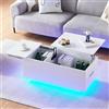CLIPOP Tavolini bassi per soggiorno - Tavolino regolabile in altezza con illuminazione a LED, presa di corrente e porta USB, Tavolini da caffè per soggiorno (Bianco)