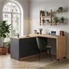 Ligterra Scrivania pieghevole, scrivania con cassetti, scrivania ad angolo, credenza, con ruote bloccabili, tavolo girevole, bloccabile, 120 x 50 x 76,5 cm (grigio+rovere)