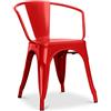 Iconik Interior Industrial Style Sedia da pranzo con braccioli - Design industriale - Acciaio - Nuova edizione - Stylix Rosso