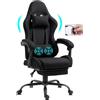 Delman Sedia da ufficio da gaming, in tessuto, con USB, per il gioco, ergonomica, con poggiapiedi, poggiatesta, cuscino lombare da gioco, sedia girevole 02-0040 (nero)