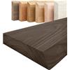 LAMO Manufaktur Mensola legno massello senza fori | Mensola 120 cm per soggiorno, studio | Colore: nero, Bordo: naturale | Legno massello, design moderno, effetto sospeso