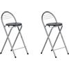 GZTGZMWG Sedia pieghevole, sgabello da bar pieghevole con schienale, sgabello in metallo con seduta rotonda in PVC - Sedia da bar, da bistro, cucina, salva spazio (2)