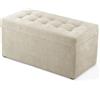 MG Design Pouf contenitore imbottito 45 x 90 cm Beige - capacità ca.100L, fino a 300 kg, superficie strutturata e morbida, già montato e facile da pulire