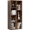 KOMFOTTEU Libreria Verticale con 8 Cubi, Mobile Contenitore in Legno, con 2 Dispositivi Antiribaltamento, Libreria Scaffale per Soggiorno, Camera da Letto, Ufficio, 49,5 x 23 x 106 cm (Marrone)