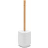 Inbagno Scopino per WC Bianco, in ABS con Manico in bambù Naturale, Linea Wave (Scopino WC)