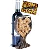 Brubaker Portabottiglie di vino con tappo in sughero, decorazione in metallo, con scatola di raccolta per tappi di vino, portabottiglie con biglietto di auguri, come regalo di vino per donne e uomini