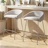 Ya-Home Set di 2 Sgabelli da Bar in Ciniglia Sgabelli da Cucina Moderni Sgabelli con Gambe in Metallo Cromato Argento Sedie da Bar con Schienale Basso per Cucina/Penisola/Bancone, Grigio