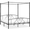 SECOLI Letto a Baldacchino Matrimoniale, Letto Ferro Battuto, Struttura Letto Matrimoniale in Metallo 180x200 cm Nero