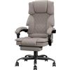 Submi Sedia Scrivania Ergonomica per Casa e Ufficio, Sedia da Ufficio Regolabile in Altezza in Tessuto per Adulti con Poggiapiedi, Poltrona Ufficio Sedia Girevole Ampia Seduta 160 kg, Marrone Chiaro