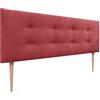 DHOME Testiera in Similpelle o Tessuto AQUALINE Pro con 2 file di bottoni e gambe Testiera imbottita Letto di Lusso (Tessuto Rosso, 135x105cm (Letti 120/135/140))